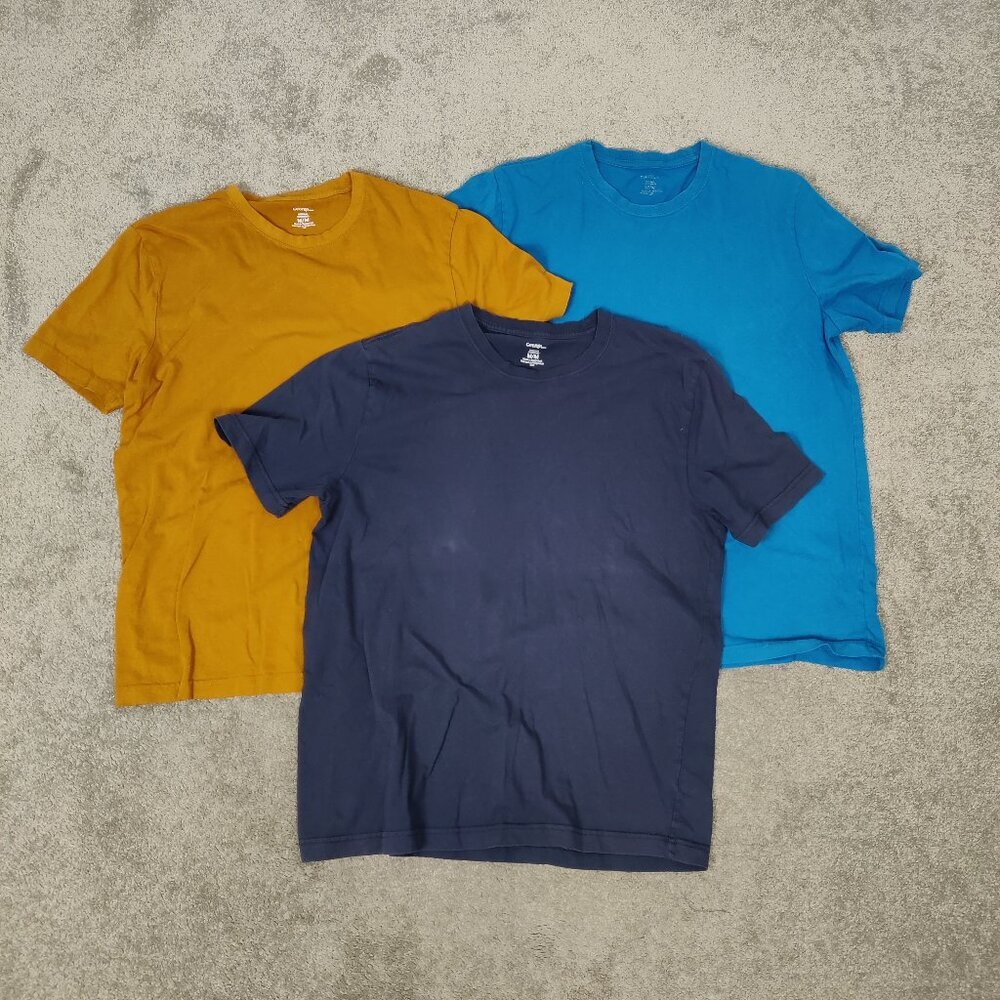 George Men's Regular Tee 3 Pcs Size M Navy Camel Blue Cotton Summer Lightweight